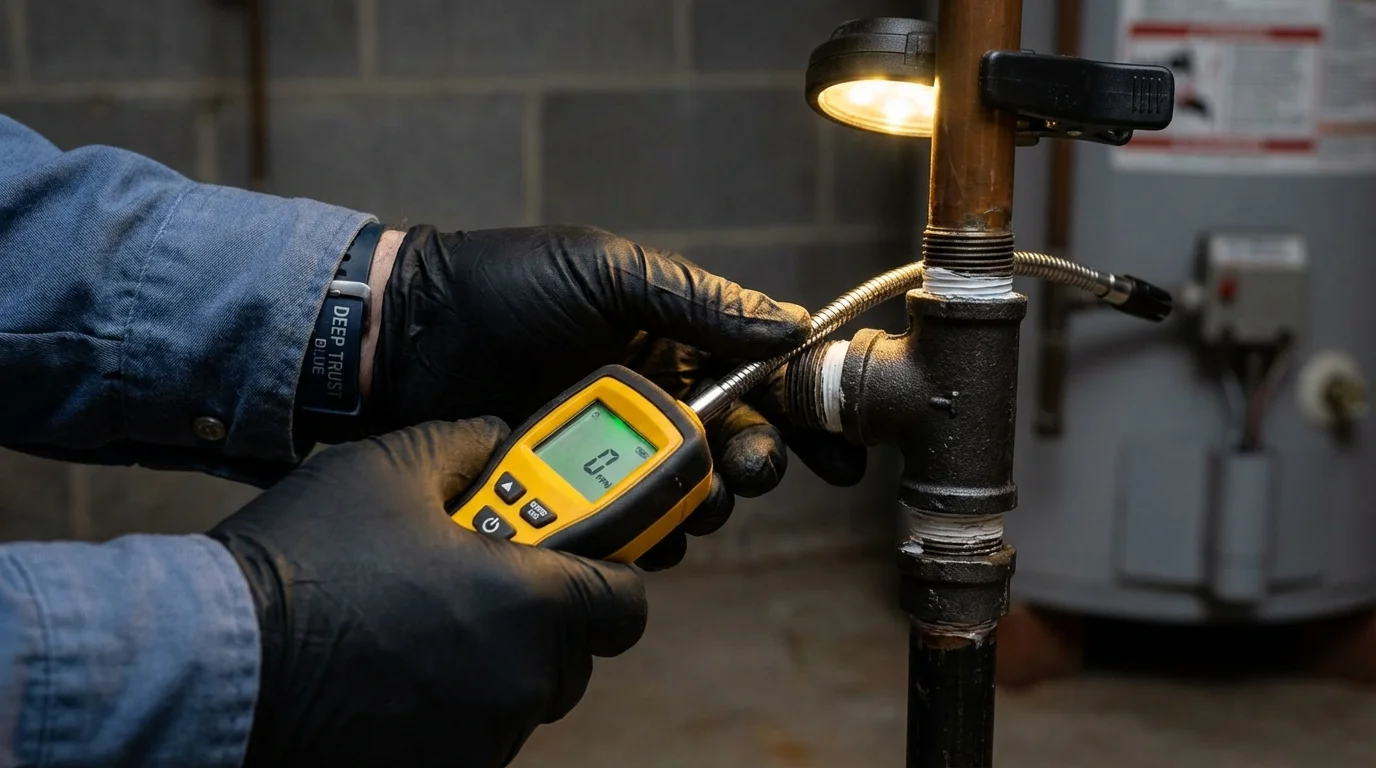 Gas leak detection with electronic sniffer by Johns Plumbing LLC in Hampden
